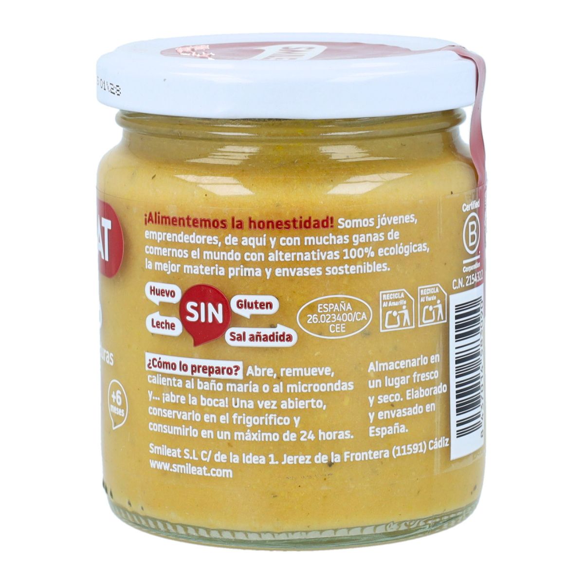 Pack 12x Tarrito BIO ternera y verduras +6 meses Smileat 230g