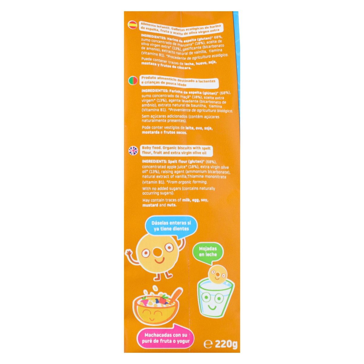 Embalagem de 2 bolachas de espelta infantil Smileat ECO com maçã, 220g