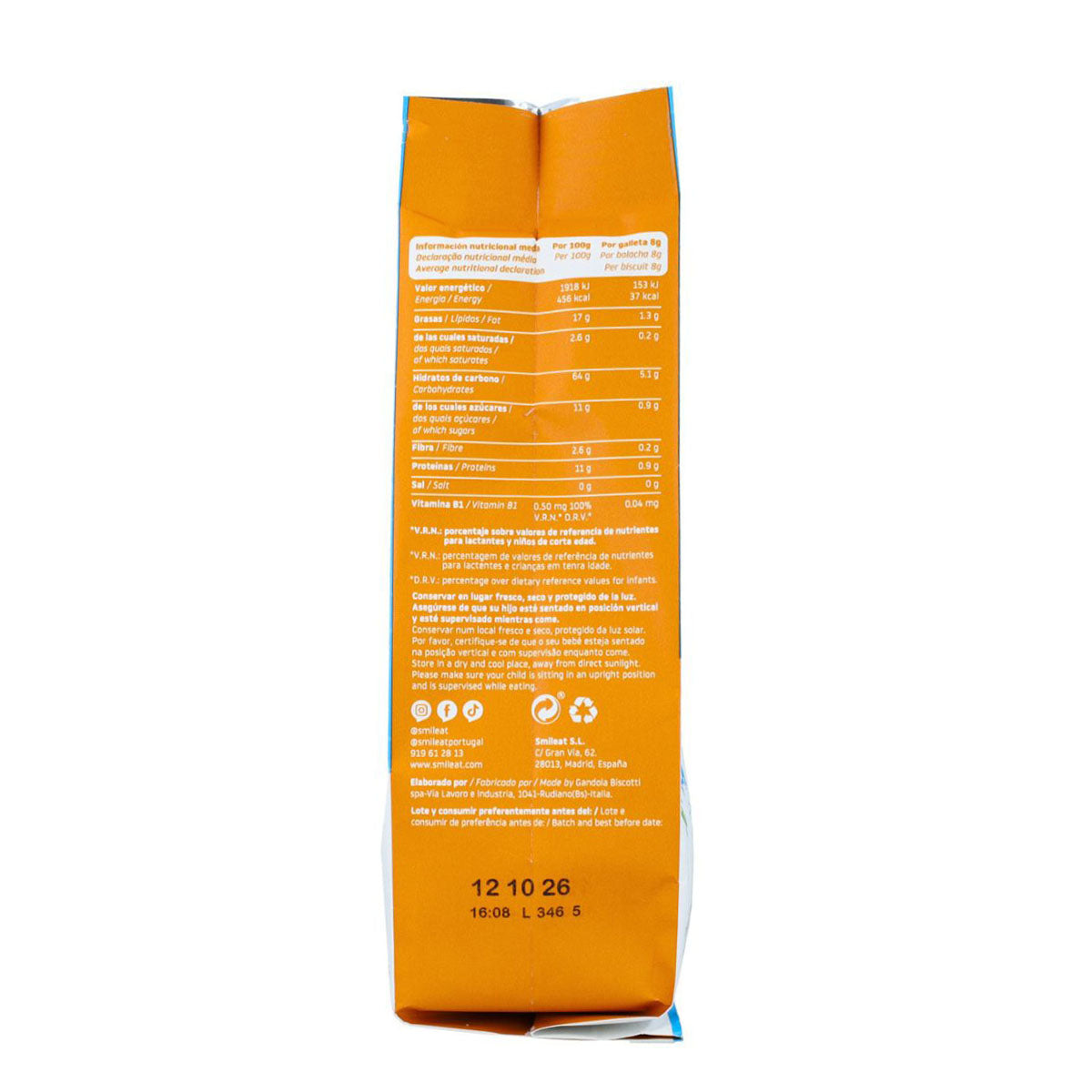 Embalagem de 2 bolachas de espelta infantil Smileat ECO com maçã, 220g