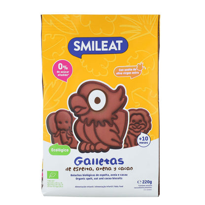 Embalagem de 2 bolachas Smileat ECO de espelta, aveia e cacau 220 g