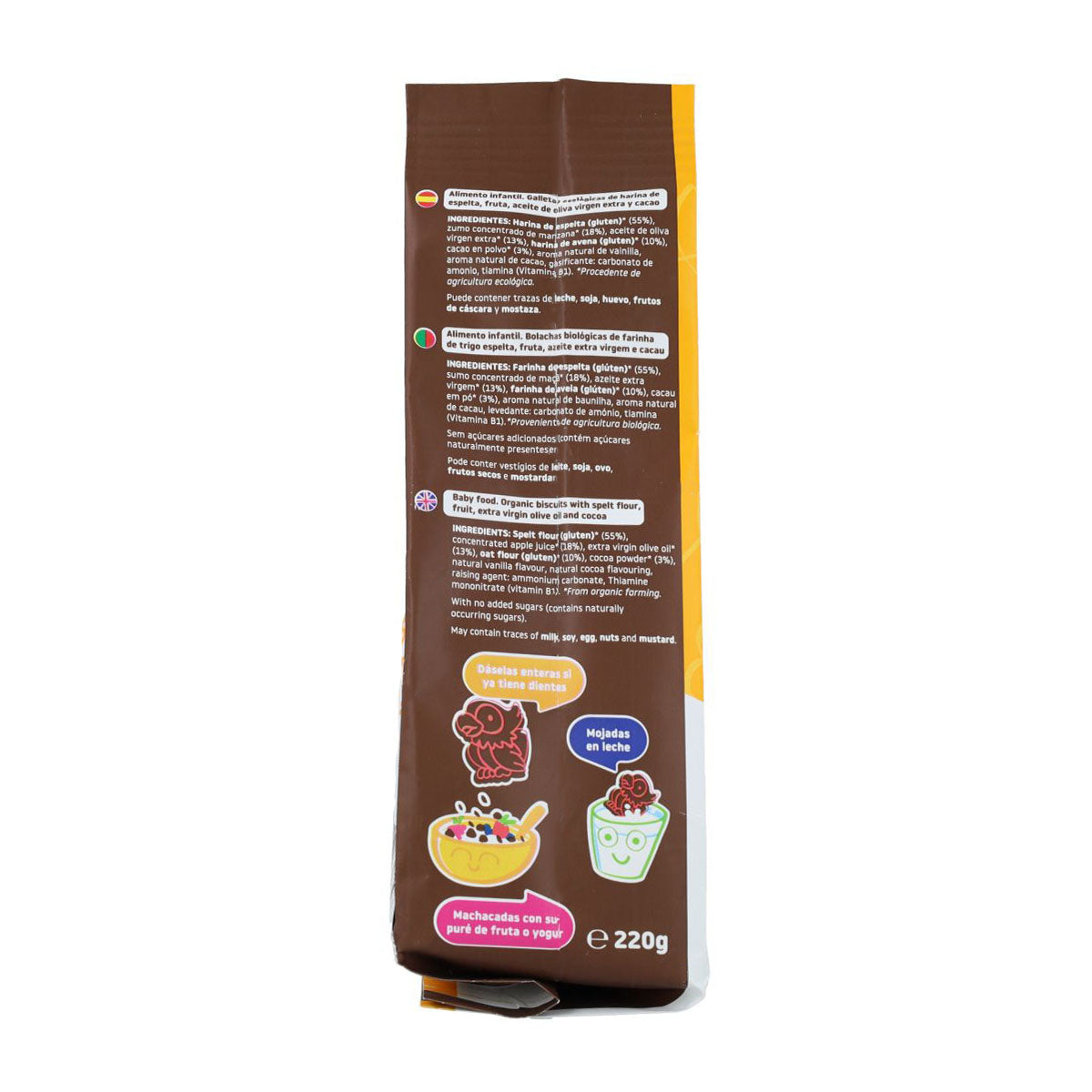 Embalagem de 2 bolachas Smileat ECO de espelta, aveia e cacau 220 g