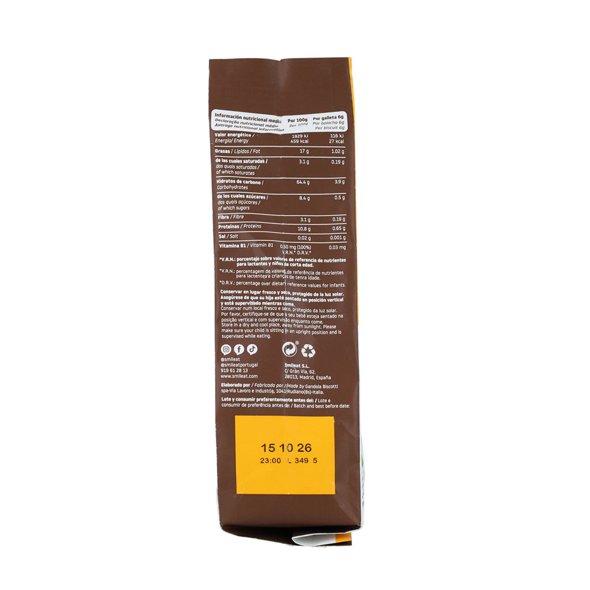 Embalagem de 2 bolachas Smileat ECO de espelta, aveia e cacau 220 g