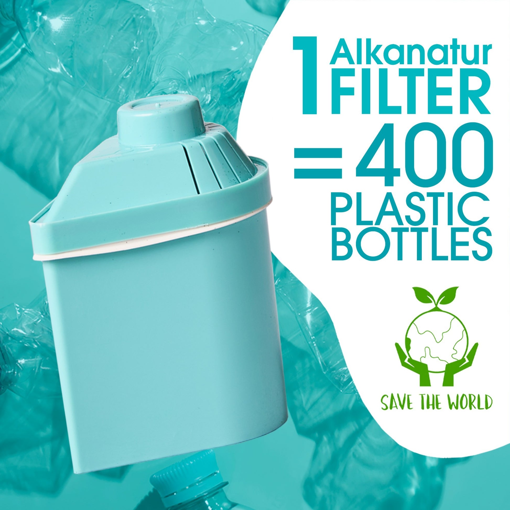 Jarra Turquesa Alkanatur Drops con 1 filtro Baja Emisión de Magnesio