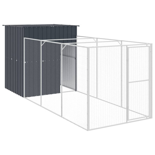Caseta De Perros Con Corral Acero Galvanizado 165x455x181 Cm_0
