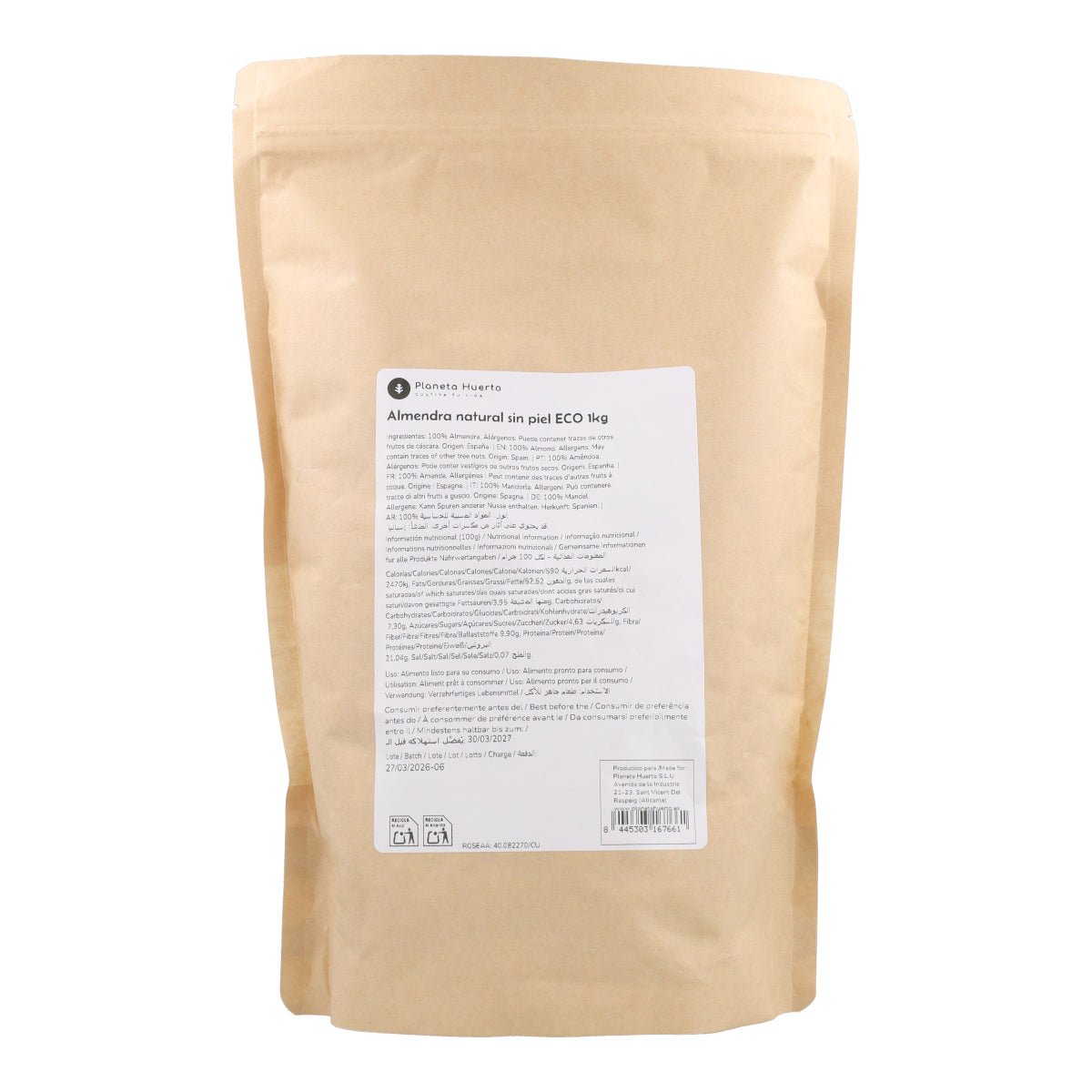 Amêndoas descascadas ECO Planeta Huerto 1 kg