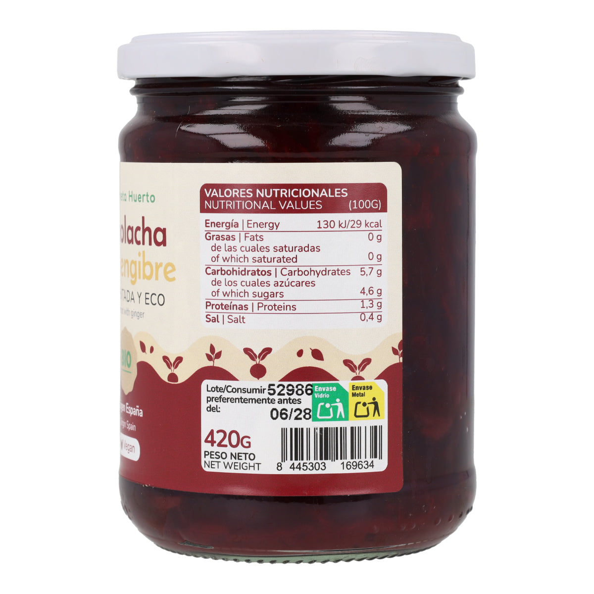 Beterraba fermentada com gengibre Eco Planeta Huerto 420 g 