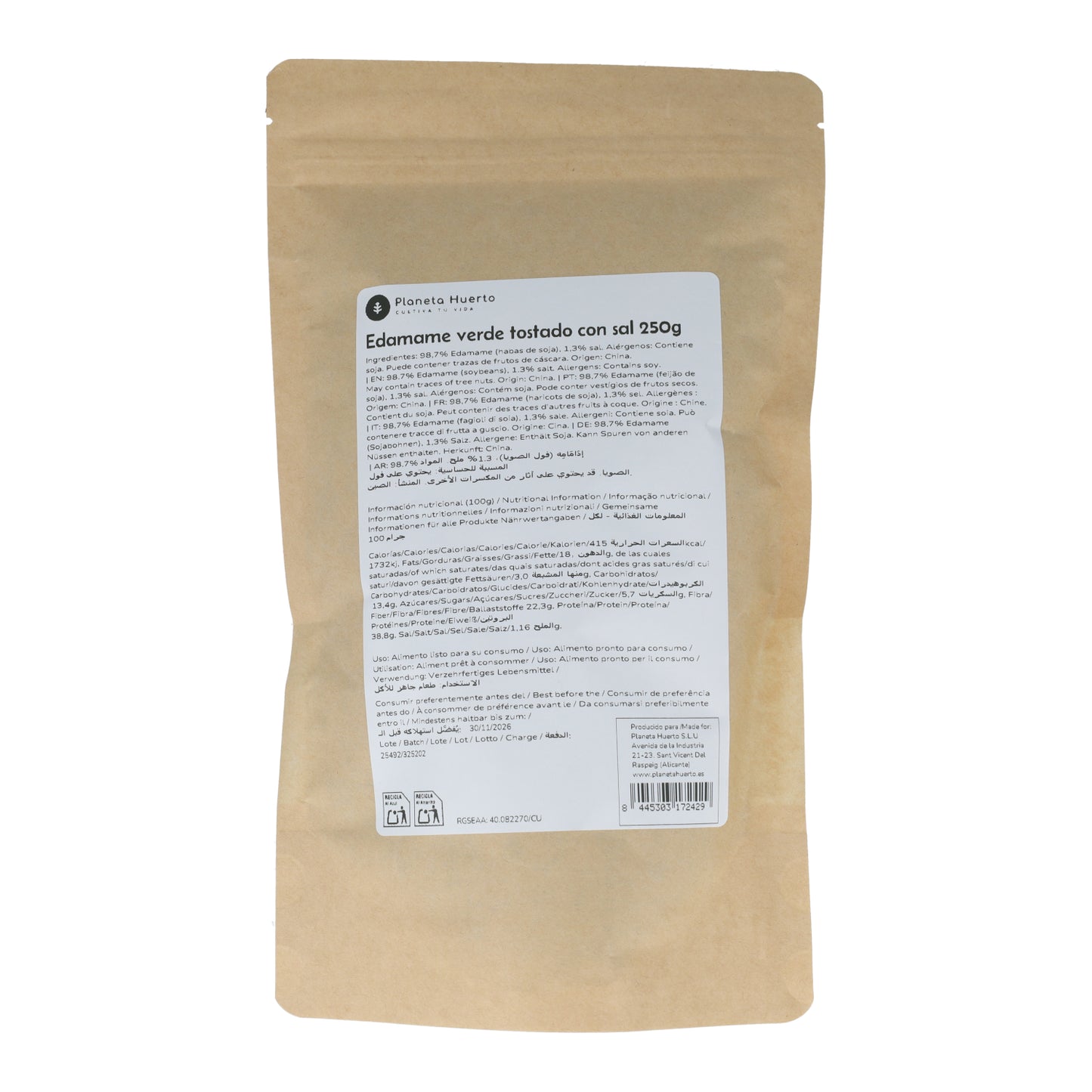 Edamame tostado y salado Planeta Huerto 250 g