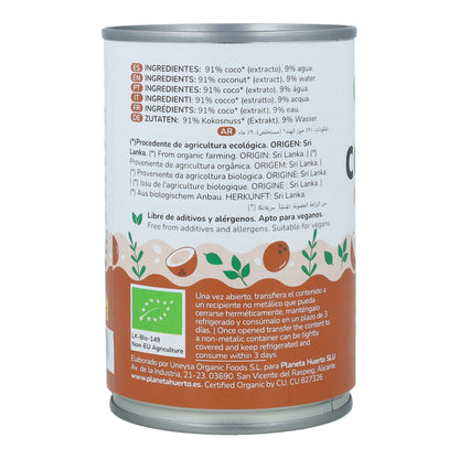 Creme de coco concentrado para cozinhar ECO Planeta Huerto 400 ml