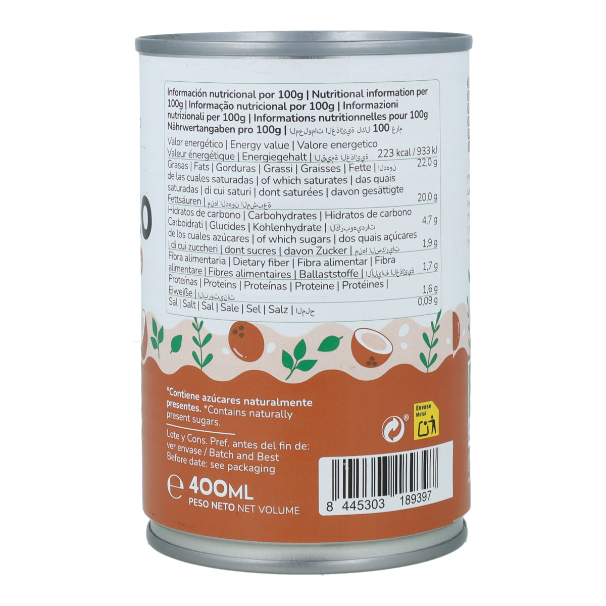 Creme de coco concentrado para cozinhar ECO Planeta Huerto 400 ml