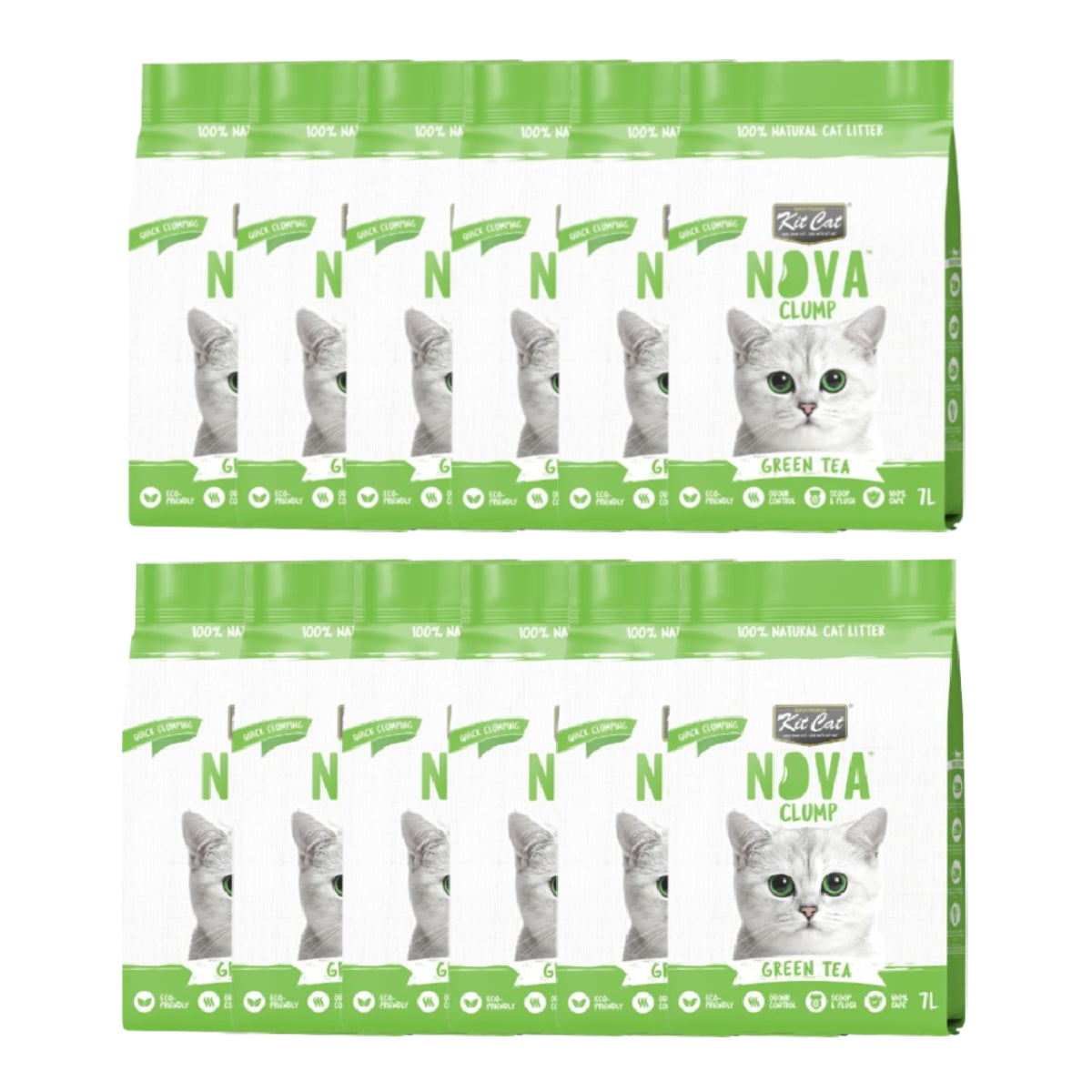 Kit Cat Nova Pack Ahorro 12 - Green Tea 7 L Arena Vegetal para gatos