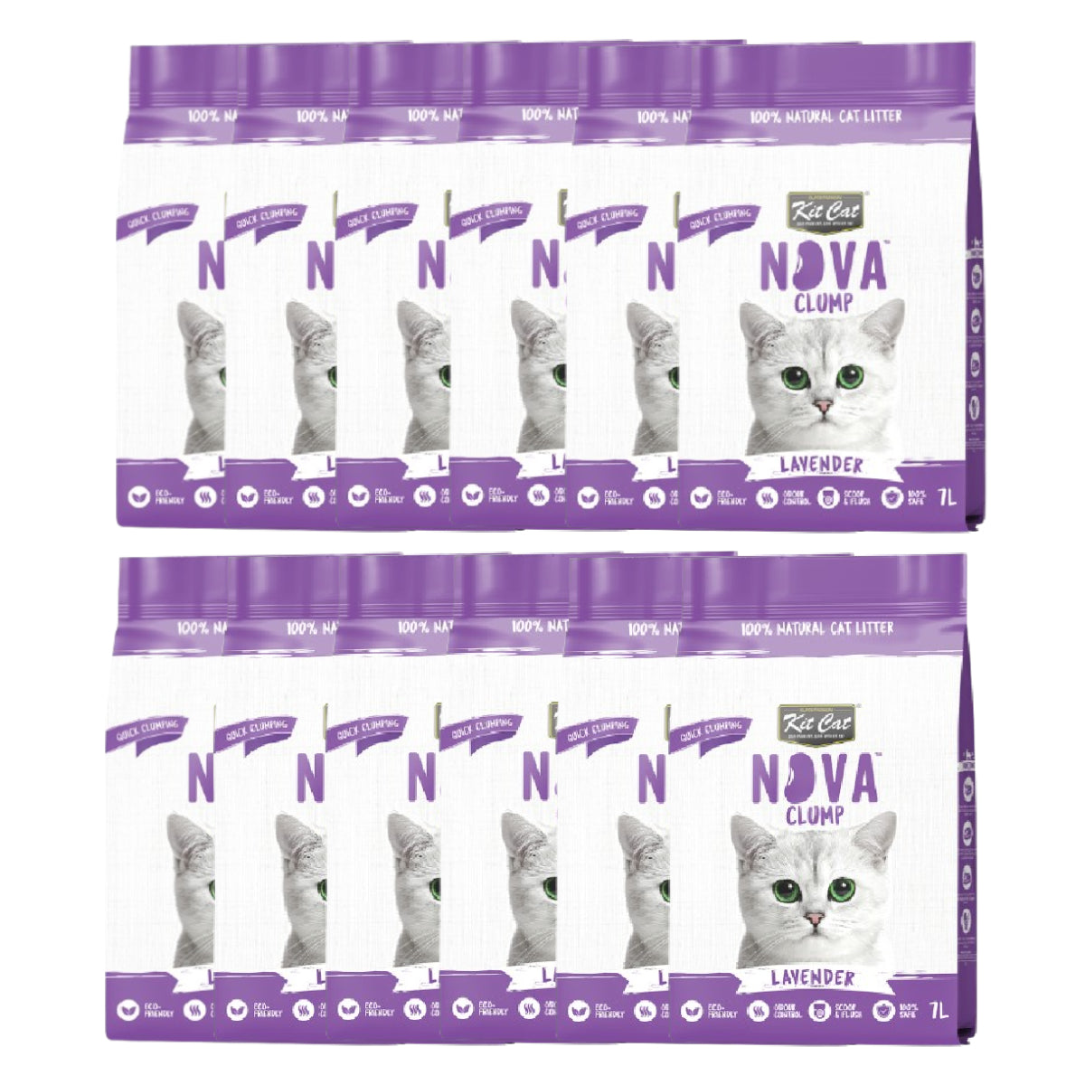 Kit Cat Nova Pack Ahorro 12 - Lavander 7 L Arena Vegetal para gatos
