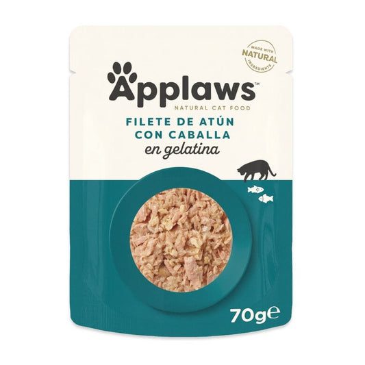 Ração húmida para gatos Saquetas Atum e filete de cavala em gelatina 70g