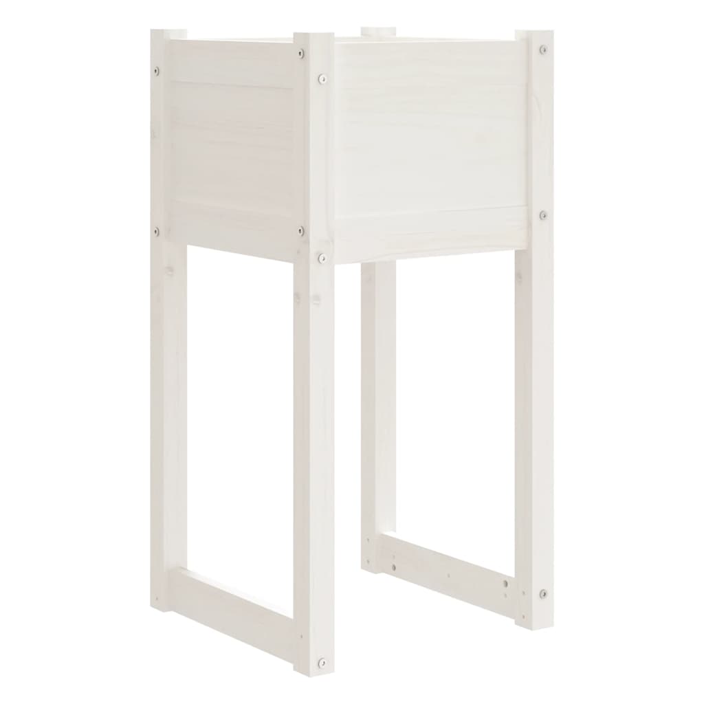 Jardinera 2 Unidades Madera Maciza De Pino Blanco 40x40x81 Cm_3