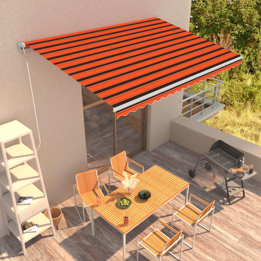 Vidaxl Toldo Automático Retráctil Naranja Y Marrón 450x300 Cm_1