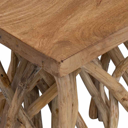 Mesa De Centro De Troncos Madera Reciclada Mixta 40x40x40 Cm_1