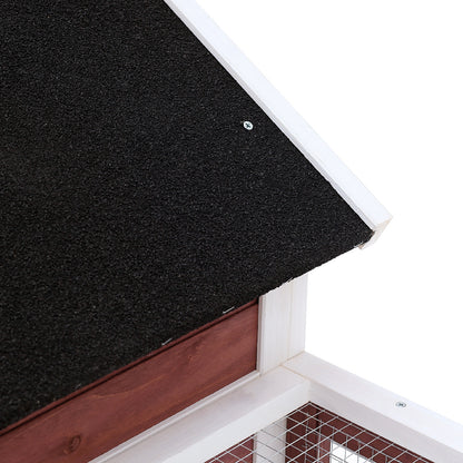 Pawhut Conejera De Madera Con Zona Abierta Y Rampa 123,5x62,6x92,5 Cm Marrón_3