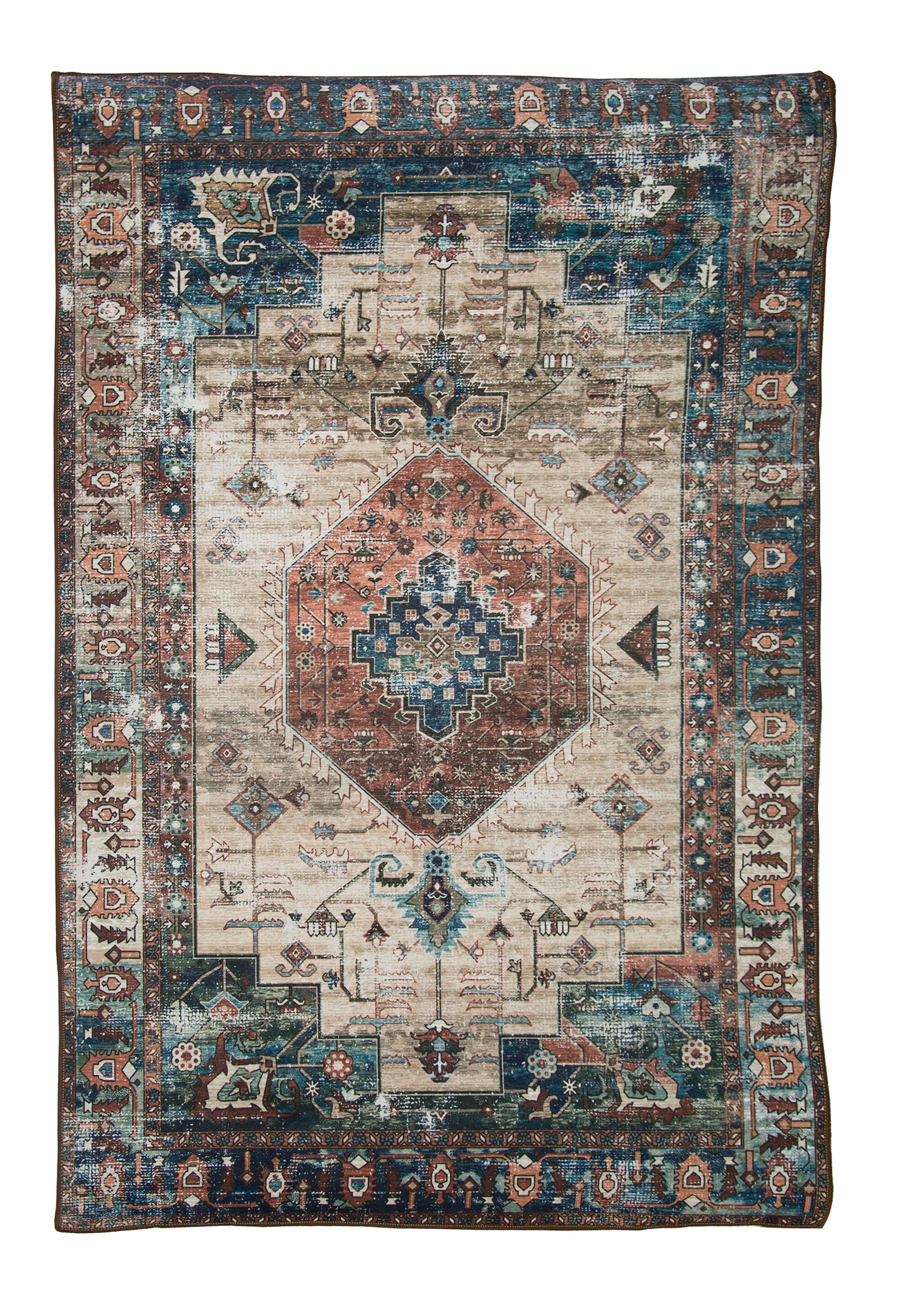 Alfombra De Salón, Sala De Terciopelo Suave Con Motivos Marroquíes Beige Y Marrón 80x120cm- Decoración- Mobiliario Del Hogar_0