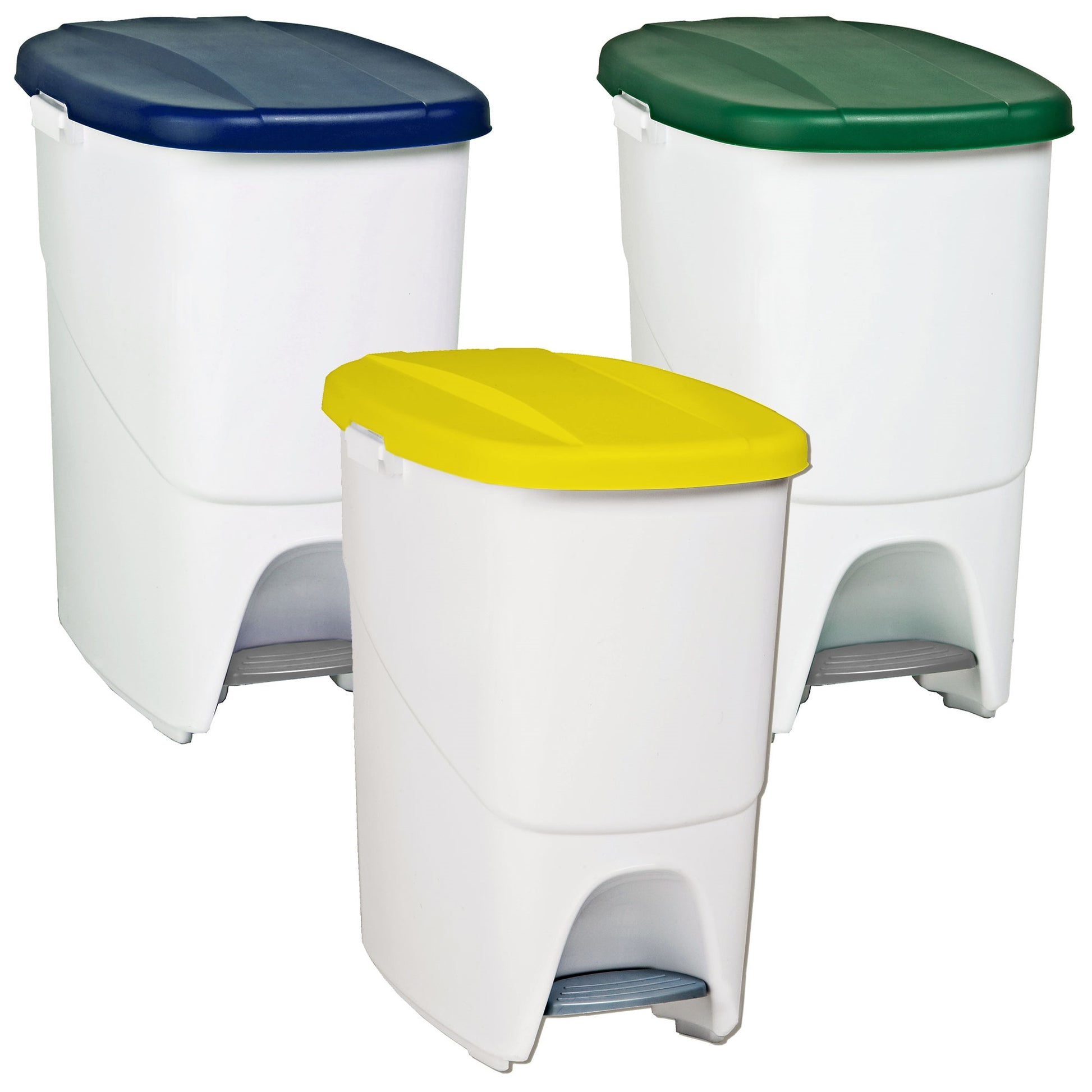 Pack Reciclaje Pedalbin Ecológico: 3 Contenedores De 25 Litros En Colores. Capacidad Total 75 Litros.