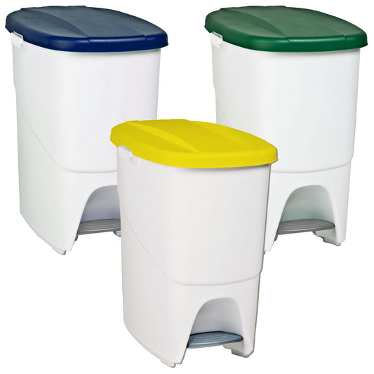 Pack Reciclaje Pedalbin Ecológico: 3 Contenedores De 25 Litros En Colores. Capacidad Total 75 Litros._0