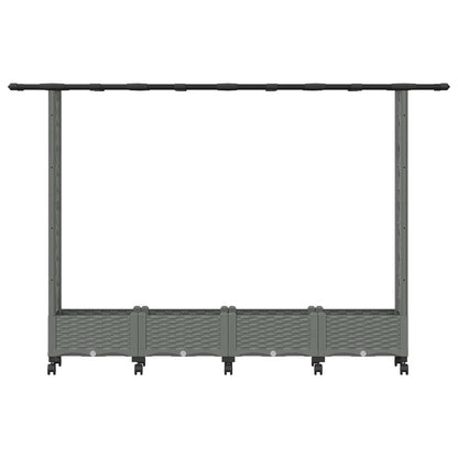 Cama Elevada Con Trellis Y Techo Gris Claro 203 X 40 X 127 Cm_3
