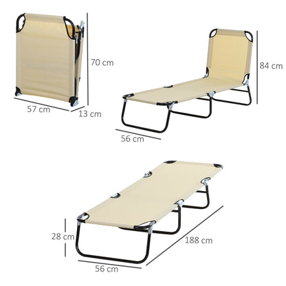 Outsunny Conjunto De 2 Tumbonas Plegables Con Respaldo 188x56x28 Cm Beige_2