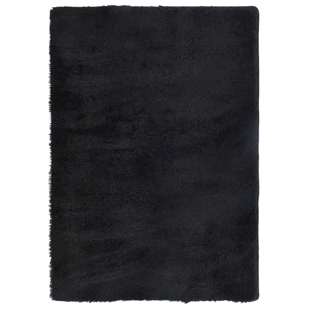 Vidaxl Alfombra Peluda De Pelo Largo Navarra Negra 120x170cm Poliéster_0