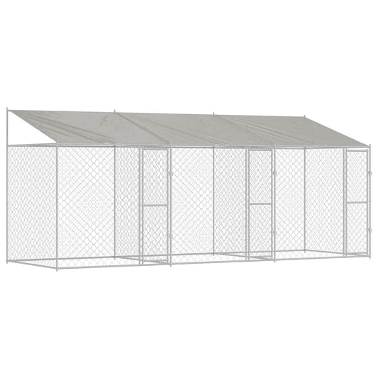 Jaula Para Perro Con Techo Plateado 600 X 200 X 256 Cm_0