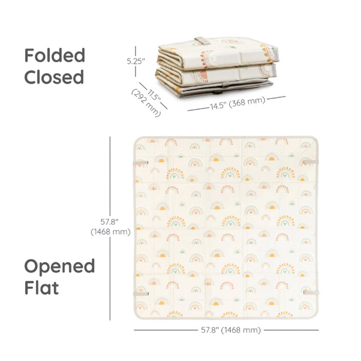 Infantino Alfombra Juegos Plegable, Acolchada , 147cm, Reversible, Lavable, Arcoiris_1