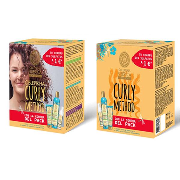 Conjunto de champô, gel e espuma de styling Curly Oblepikha Natura Siberica