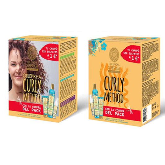 Conjunto de champô, gel e espuma de styling Curly Oblepikha Natura Siberica
