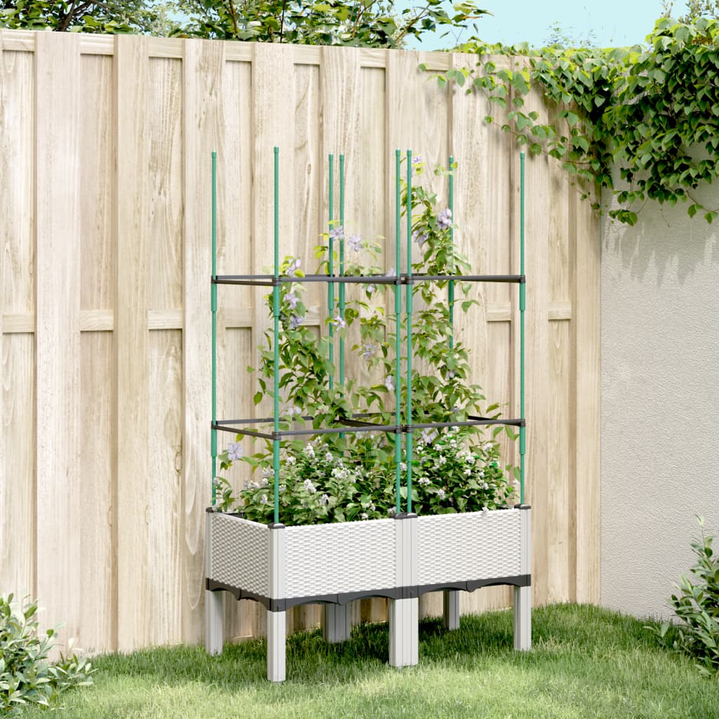 Jardinera Con Enrejado Pp Blanco 80x40x142,5 Cm_1