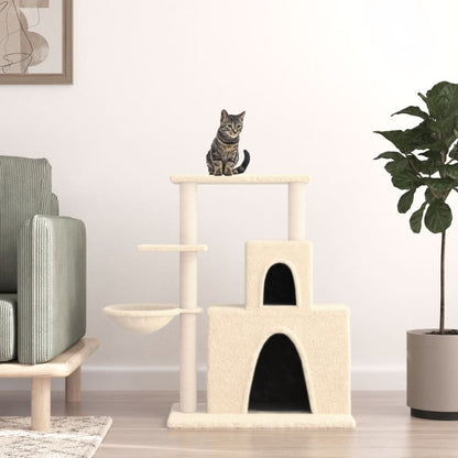 Rascador Para Gatos Con Postes De Sisal Color Crema 83 Cm_1