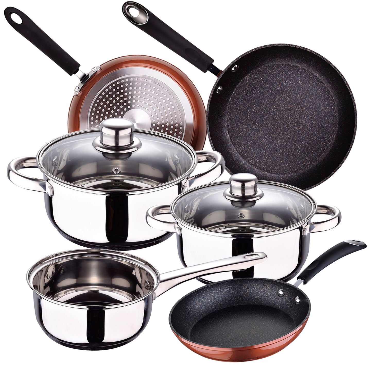 Bateria De Cocina San Ignacio Cassel De Acero Inoxidable Con Juego De Sartenes (20/24/28 Cm) San Ignacio Moma En Aluminio Forjado_0