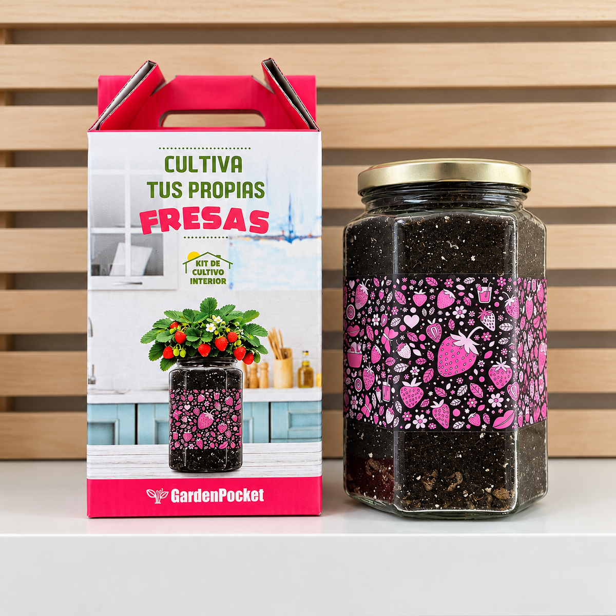 Kit cultivo interior fresas Garden Pocket