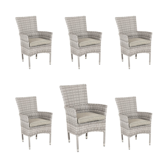Pack 6 Sillones Apilables, Aluminio, Aluminio Y Ratán Sintético Plano, Color Gris Claro, Sillon:55x62x92_0