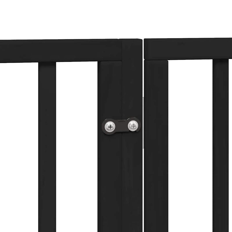 Vidaxl Puerta De Perros Plegable 10 Paneles Madera Álamo Negra 800 Cm_5
