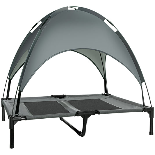 Pawhut Cama Elevada Para Mascotas Portátil Con Toldo Extraíble Exterior 92x76x90_0