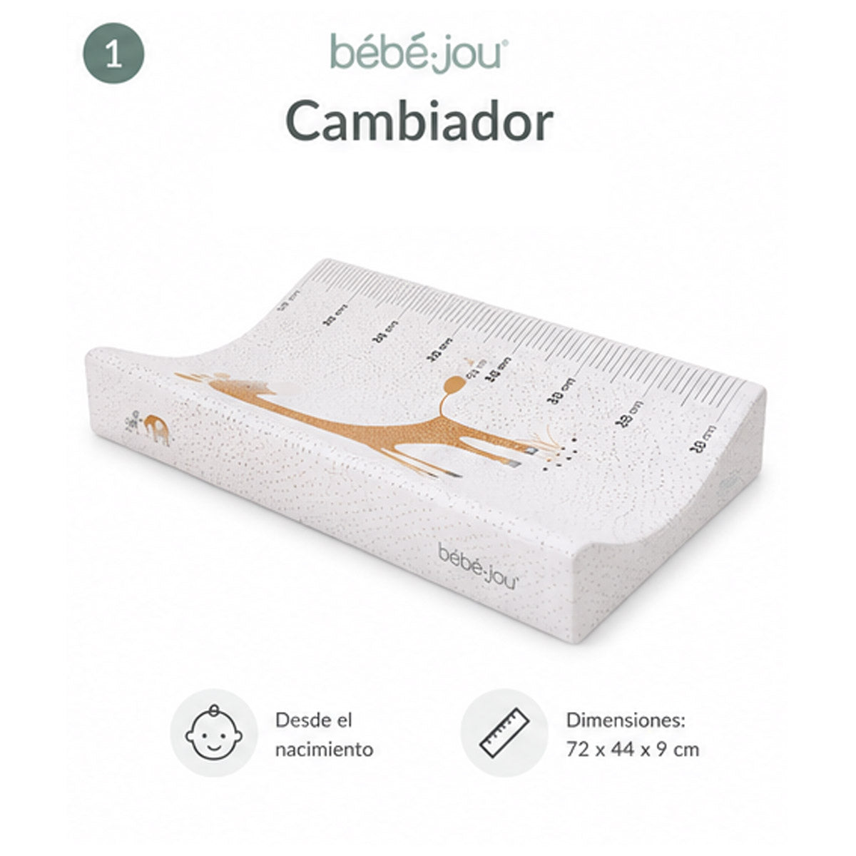 Bebe-jou – Colchón Bebé Cambiador Plastificado, 72 X 44 X 9 Cm, Jungle_1