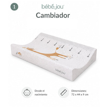 Bebe-jou – Colchón Bebé Cambiador Plastificado, 72 X 44 X 9 Cm, Jungle_1