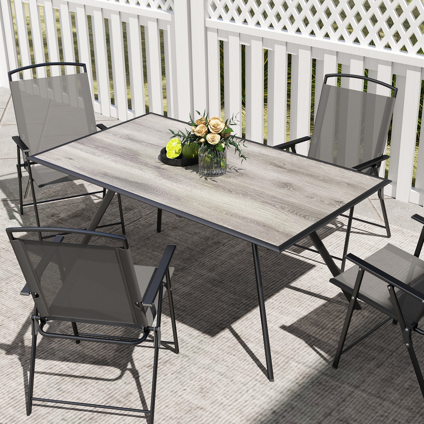 Outsunny Mesa De Jardín Exterior Con Encimera Imitación Madera Carga 70 Kg Gris_3