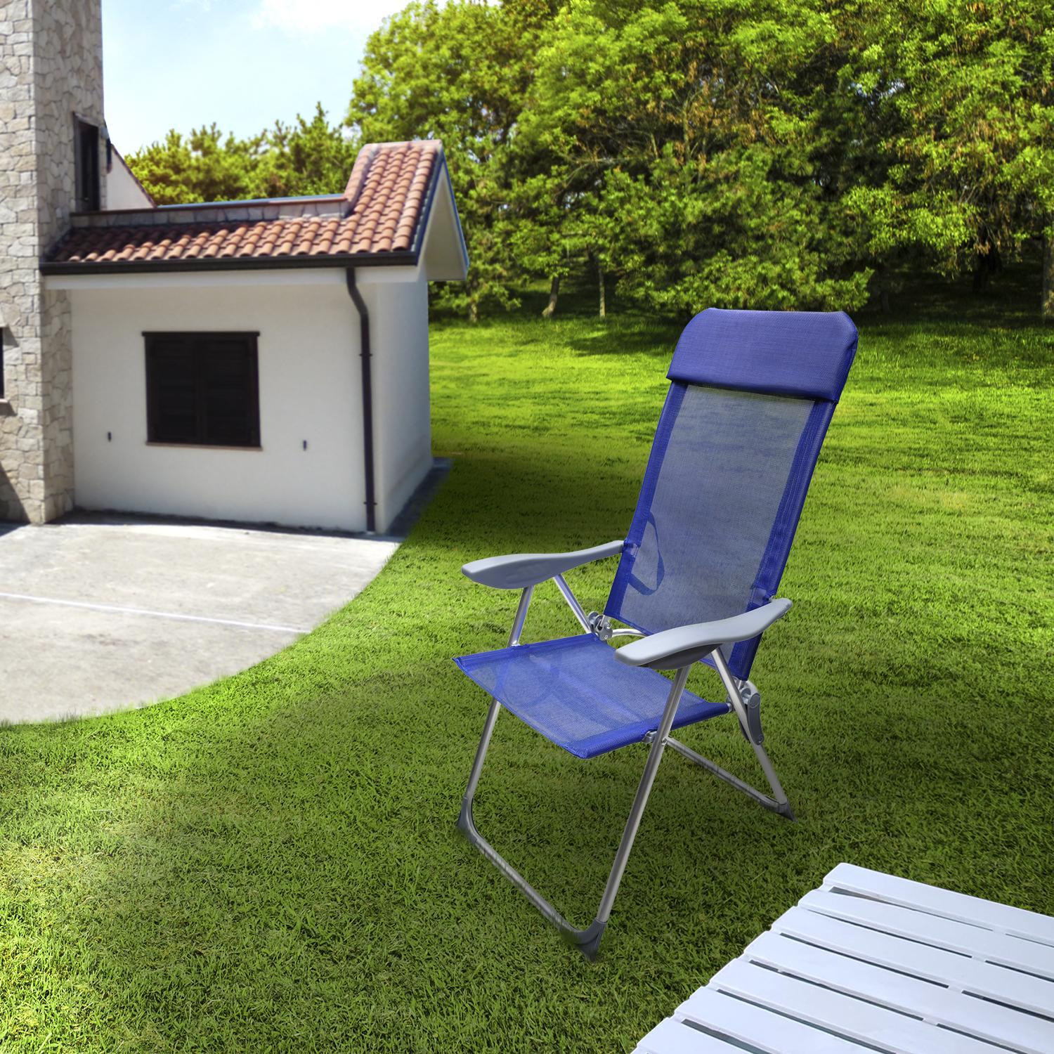Silla Playa Estructura Aluminio, Reclinable 5 Posiciones, Silla Multiposición, Silla Con Reposabrazos_3