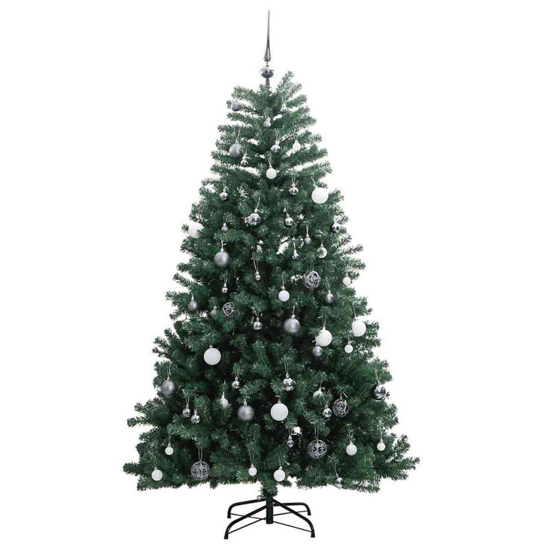 Vidaxl Árbol Navidad Artificial Con Bisagras 150 Led Y Bolas 120 Cm_3