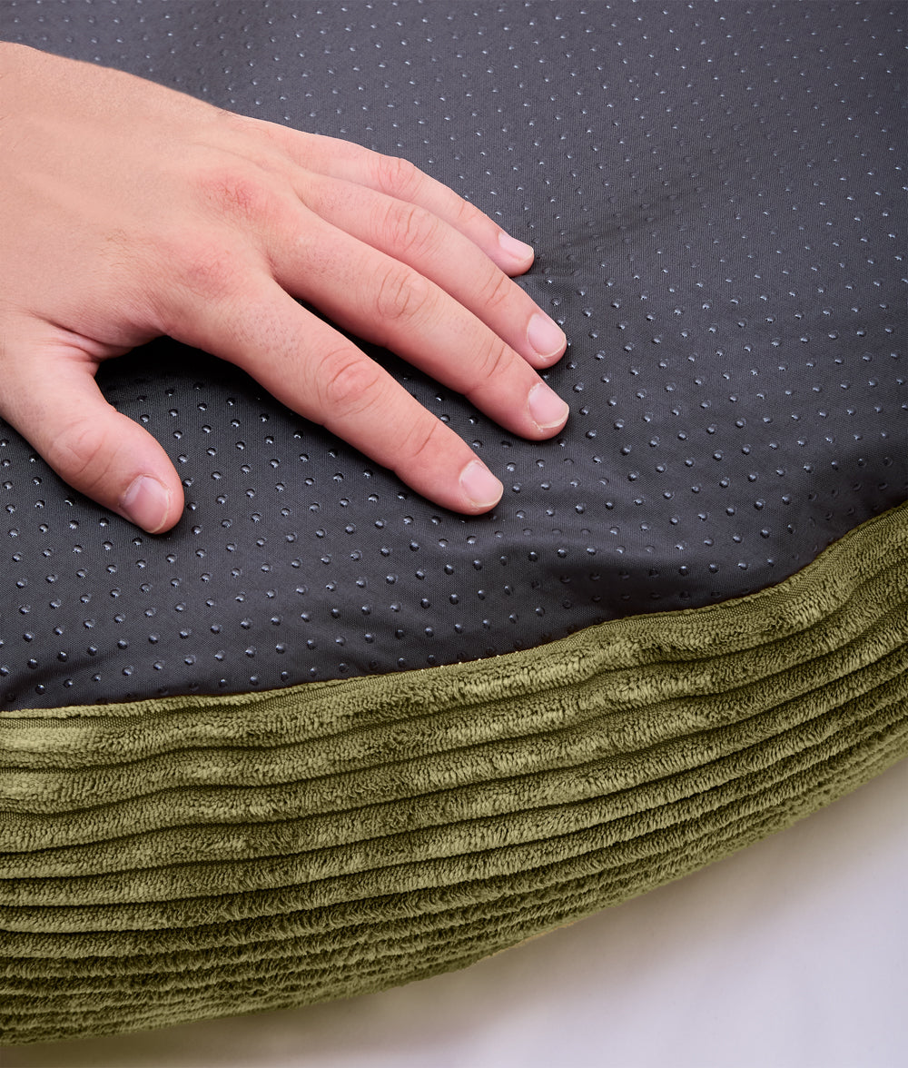 Cafide Cama Donut Para Perro Con Tejido De Pana Verde. Modelo Nuba. Talla M (80x80x20 Cm)_3