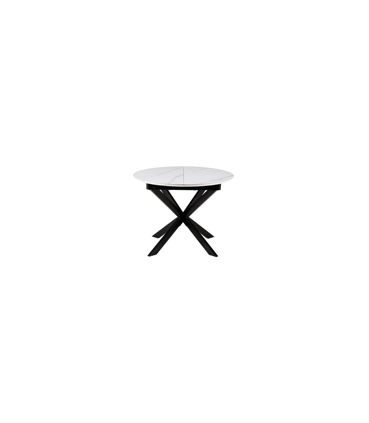 Mesa Redonda Extensible Ibiza Acabado Blanco/negro, 75cm(alto) 100-140cm(ancho) 100cm(largo)_0