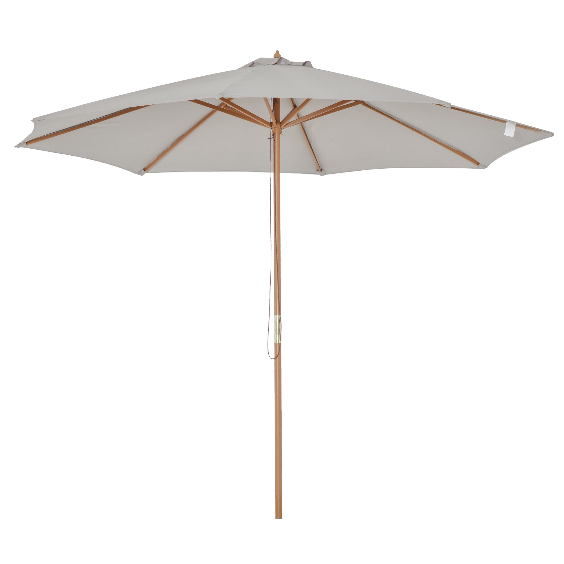 Outsunny Sombrilla Jardín Ø300x250 Cm Con Techo Ventilado Y Poste Madera Gris_0