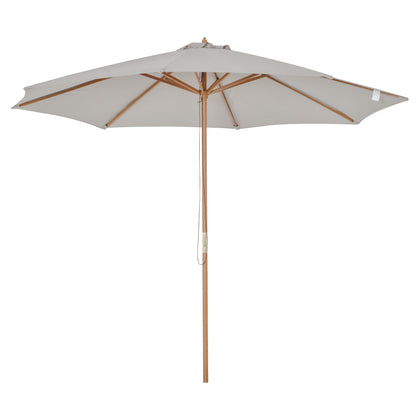 Outsunny Sombrilla Jardín Ø300x250 Cm Con Techo Ventilado Y Poste Madera Gris_0