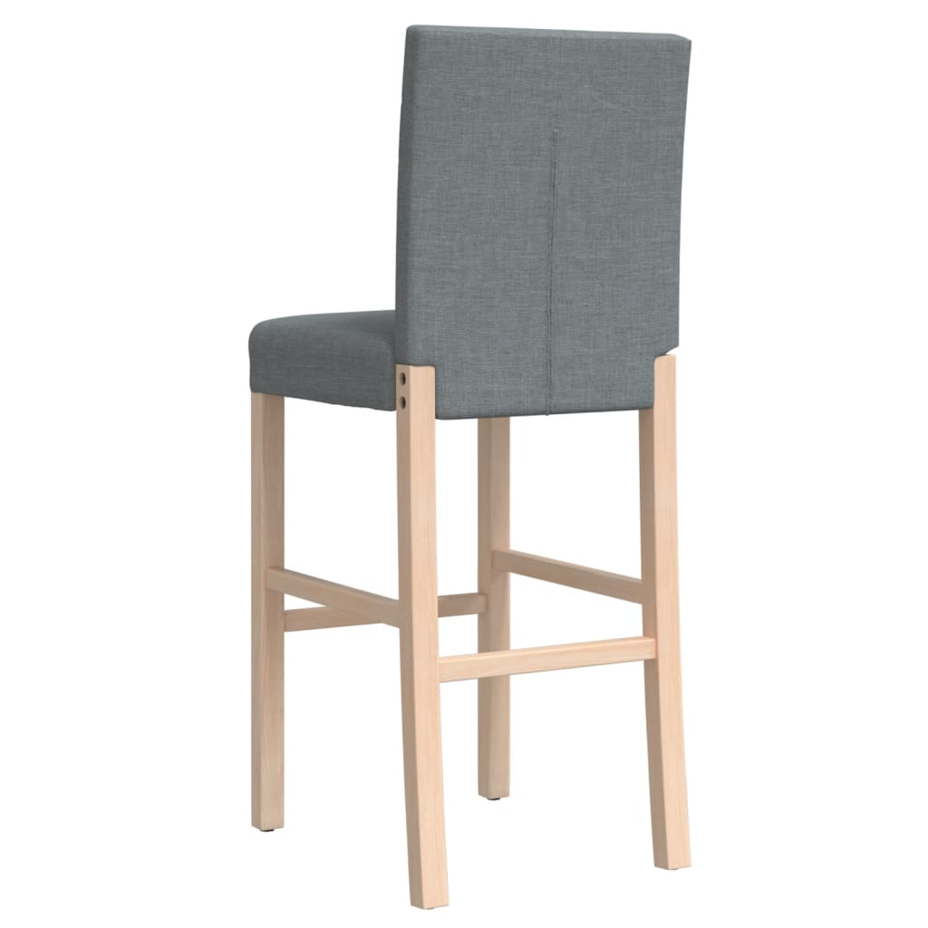 Taburetes Altos 2 Uds Madera Maciza De Caucho Y Tela_5