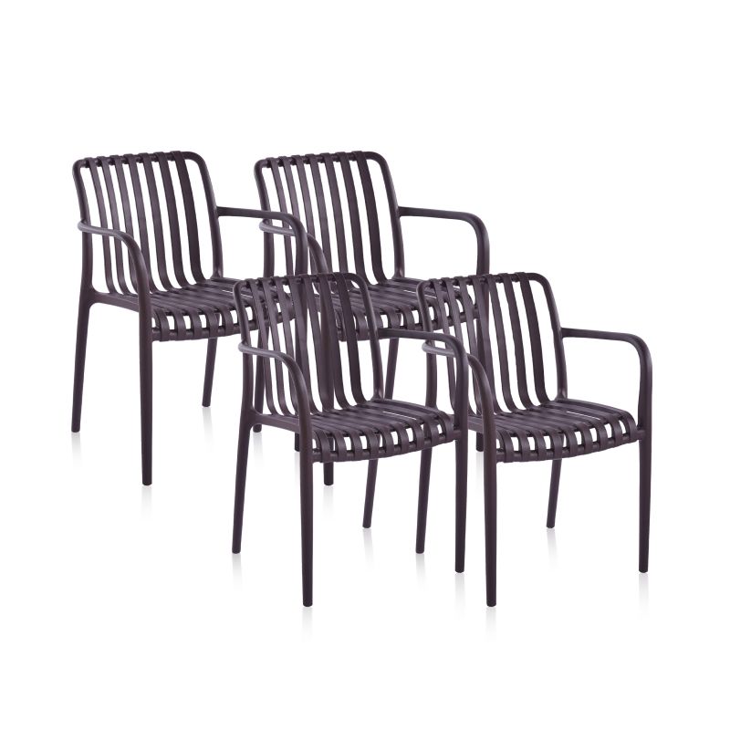 Pack 4 Sillas De Exterior Jamie Arm Polipropileno, Marrón, 57,5 X 81 X 55,5_1