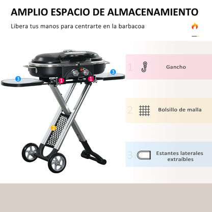 Outsunny Barbacoa De Gas Plegable Con 2 Quemadores 100x41,6x82,5 Cm Negro_5