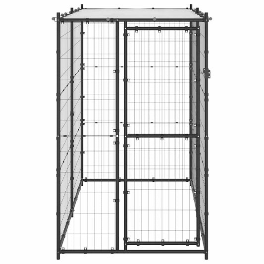 Perrera De Exterior De Acero Con Techo 110x220x180 Cm_0